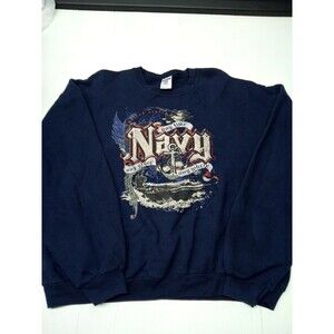 JERZEES Men's Size XL, Pullover, NuBlend Crewneck Sweatshirt, US Navy Print